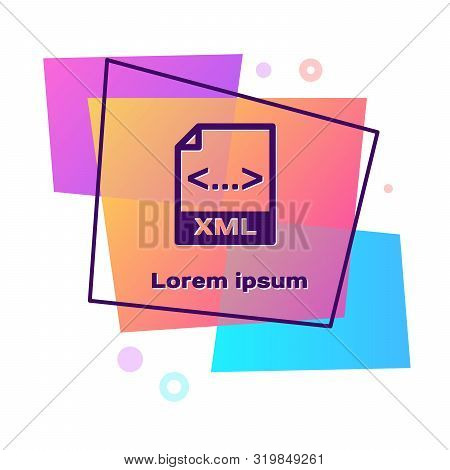 Purple Xml File Document. Download Xml Button Icon Isolated On White Background. Xml File Symbol. Co