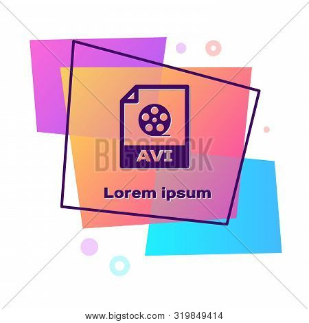 Purple Avi File Document. Download Avi Button Icon Isolated On White Background. Avi File Symbol. Co