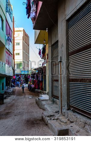 Hurghada, Egypt - December 9, 2018: Narrow Street In Dahar District (old Town Of Hurghada City), Egy
