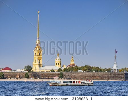 19 September 2018: St Petersburg, Russia - Peter And Paul Fortress, Zayachy Island In The River Neva