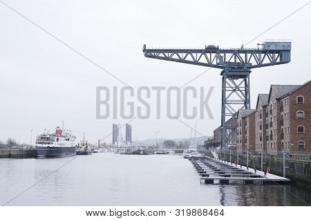 Ship Crane In Port Shipbuilding Dock In Greenock Port Glasgow Inverclyde