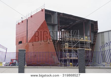 Ship Building And Crane In Port Glasgow Ferguson Shipbuilding Scaffold Dock Harbor Harbour