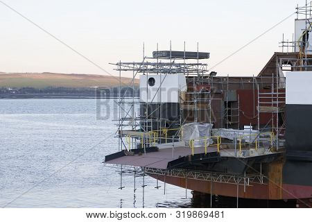 Ship Building And Crane In Port Glasgow Ferguson Shipbuilding Scaffold Dock Harbor Harbour