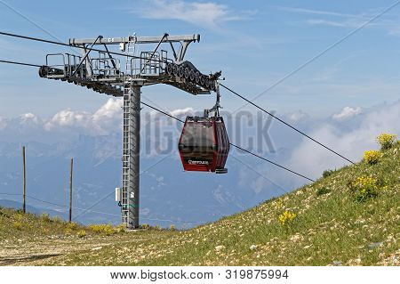 Chamrousse, France, July 17, 2019 : Cable Car In Chamrousse, A Ski Resort Of Belledonne Mountain Ran