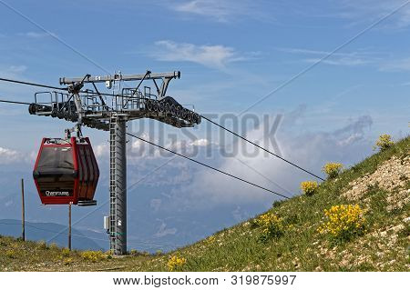 Chamrousse, France, July 17, 2019 : Cable Car In Chamrousse, A Ski Resort Of Belledonne Mountain Ran