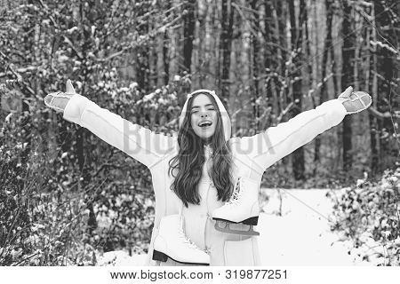 Winter Women On Mountain. Winter Woman Happy. Winter Woman Snow. Global Cooling. Women In Winter Clo