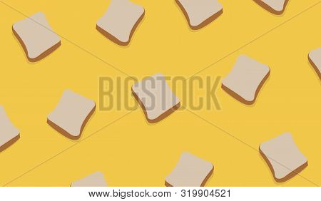Slice Bread Pattern On Yellow Background Vector.slice Of Wheat Bread Design Pattern Modern Art