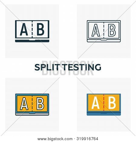 Split Testing Icon Set. Four Elements In Diferent Styles From Content Icons Collection. Creative Spl