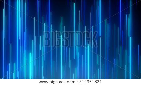Abstract Directional Neon Lines Geometric Background. Data Flow. Optical Fiber. Explosion Star. 3d I