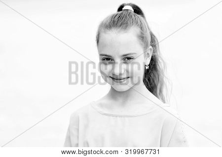 Only Fun On My Mind. Girl Carefree Child. Kid Long Hair Enjoy Walk Sunny Day. Summer Holidays. Charm