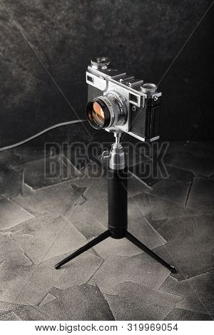 Vintage Lamp Made By Me From The Old Soviet Film Camera Kiev-2a, Contax Ii Released In 1957 On A Bla