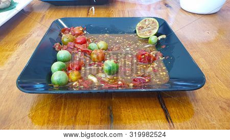 Empty Plate After Eating Thai Spicy Salad