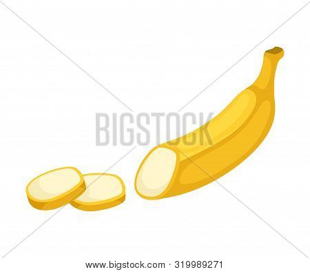 Piece Of Banana In A Peel. Vector Illustration On A White Background.