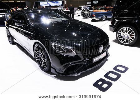 Geneva, Switzerland - March 11, 2019: Luxury Supercar Mercedes-benz R190 Amg Gt 63s Brabus 800 Prese
