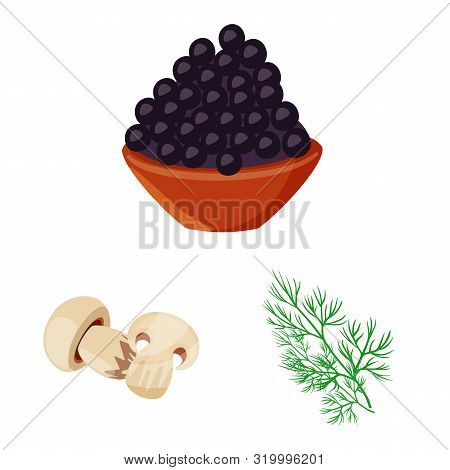 Vector Design Of Food And Flavors Logo. Set Of Food And Ingredient Vector Icon For Stock.