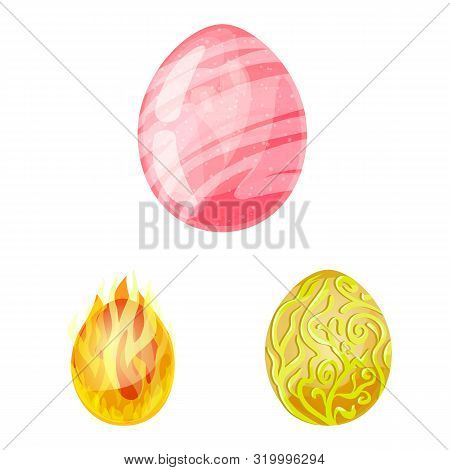 Isolated Object Of Dinosaur And Magic Icon. Set Of Dinosaur And Fantasy Vector Icon For Stock.