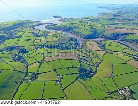 Aerial View Of The River Avon Estuary In Devon
