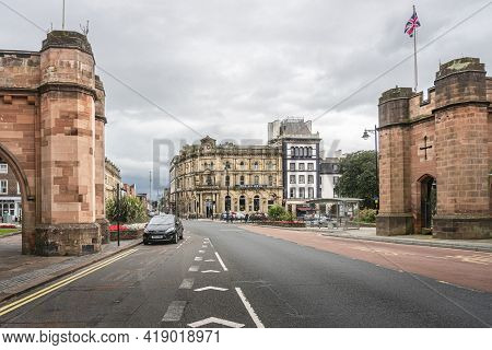 Carlisle, Cumbria, Uk, August 2020 - Carlisle Ancient Gateway, Carlisle, Cumbria, Uk