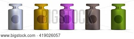 Balance Scale Calibration Weights Of Different Colors. 3d Realistic Vector Illustration Isolated On 