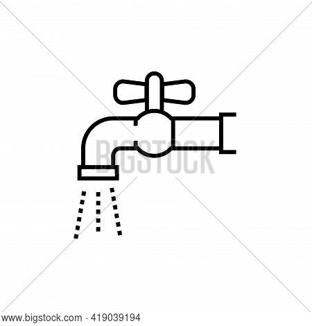 Faucet With Water Icon. Housekeeping Sign Symbol Vector Illustration.