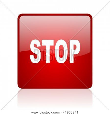 Stop red square blank web ikon på hvid baggrund
