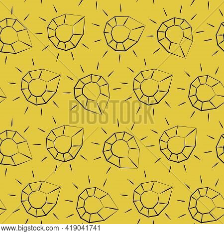 Seamless Vector Pattern With Outline Orange Diamond