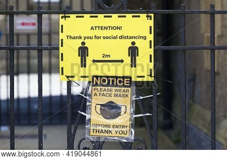 Social Distancing Sign At School Playground Road Crossing