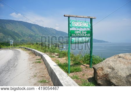 Local Street Road Go To Sipiso Piso Mountains Beside Danau Toba Lake And Tao Batak Toba Caldera Supe