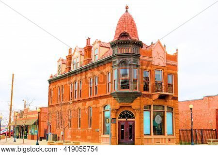 April 26, 2021 In Cheyenne, Wy:  Historical Victorian Tivoli Building Built In 1892 Taken In Downtow
