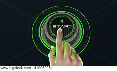 Start Stop Button Concept With Finger Touch Button Changing Start To Stop  And Reverse