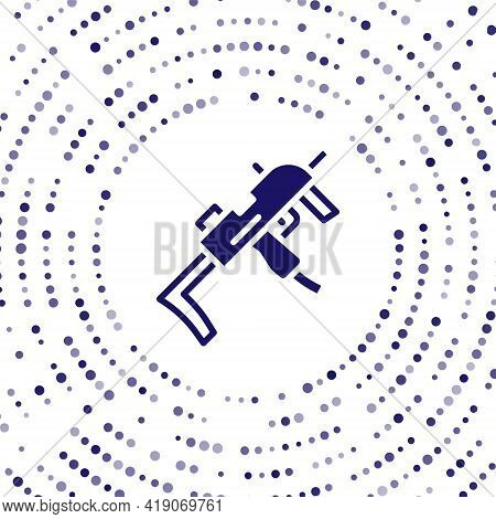 Blue Mp9 Submachine Gun Icon Isolated On White Background. Automatic Weapon. Abstract Circle Random 