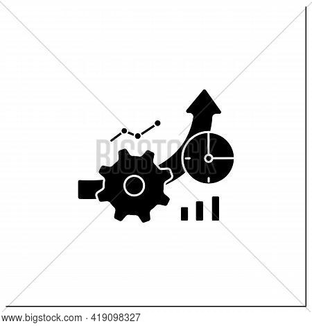 Greater Productivity Glyph Icon. Improving Product Production Process. Higher Productivity. Business