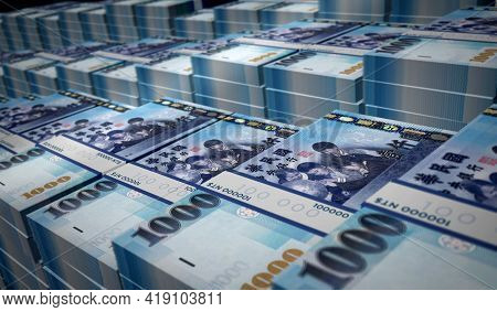 Taiwan Dollar Money Banknotes Pack Illustration