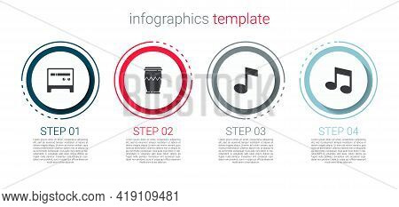 Set Guitar Amplifier, Drum, Music Note, Tone And . Business Infographic Template. Vector