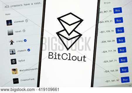 Kazan, Russia - May 2, 2021: Bitclout Is A Crypto Social Network That Allows You To Speculate On Peo