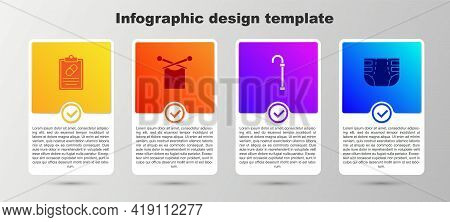 Set Medical Prescription, Knitting, Walking Stick Cane And Adult Diaper. Business Infographic Templa