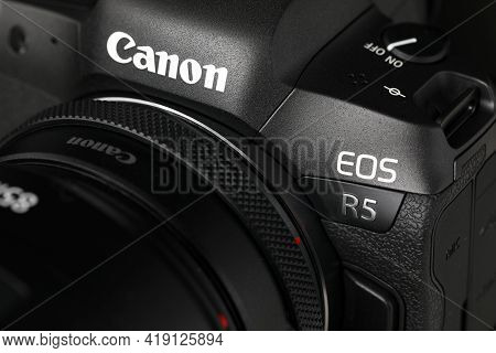 Brand New Mirrorless Digital Camera Canon R5 Closeup