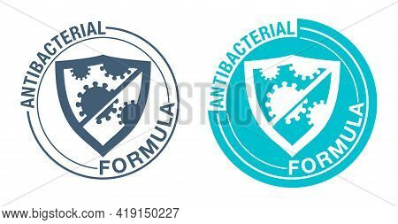 Antiviral Antibacterial Formula Vector Shield Icon. Against Coronavirus, Health Protection, Hand San