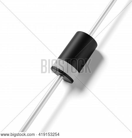 Close Up Of Rectifier Diode Isolated On White Background. 3d Rendering Illustration.