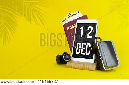 December 12nd. Day 12 Of Month, Calendar Date. Mechanical Calendar Display On Your Smartphone. The C