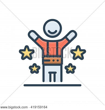 Color Illustration Icon For Happy Fain Blissful Gladsome Hilarious Jubilant