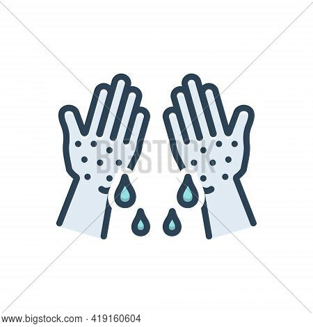 Color Illustration Icon For Clammy Sticky Viscous Tacky Gummy Glutinous Limy
