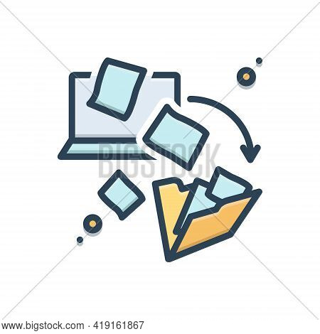 Color Illustration Icon For Dematerialization Integration File-transfer