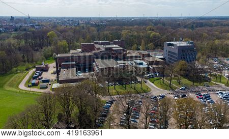 Turnhout, Belgium, 27 April 2021, Bird Eye Aerial View Of The Az Sint Jozef Hospital In The City Of 