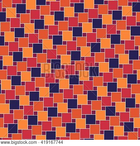 Geometric Pattern. Pythagorean Tiling. Squares Tessellation. Repeated Color Checks Ornament. Square,
