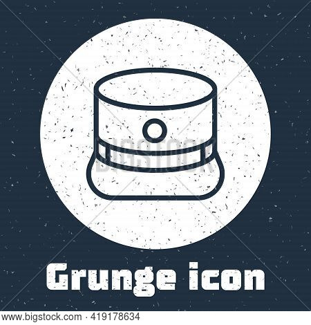 Grunge Line Kepi Icon Isolated On Grey Background. Cap Army Uniform Headgear. Historic General Hat. 