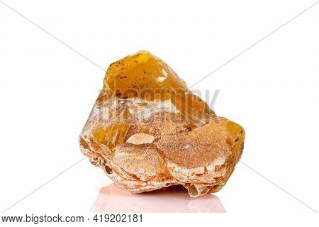Macro Stone Hyalite Mineral Opal On A White Background Close Up