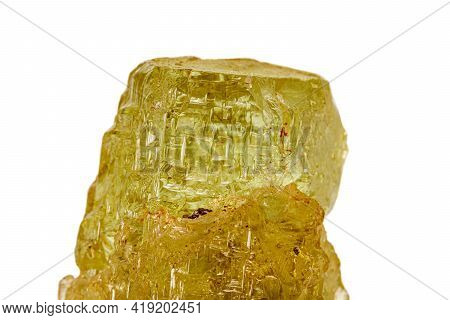 Macro Stone Beryl Mineral On White Background