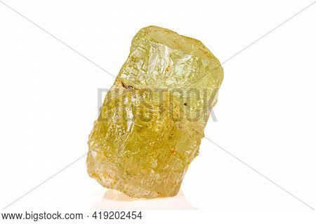 Macro Stone Beryl Mineral On White Background