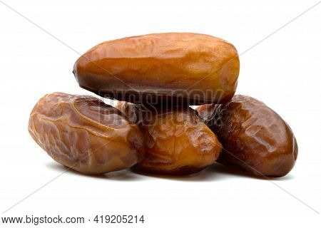 Dry Dates Palm Isolated On White Background.